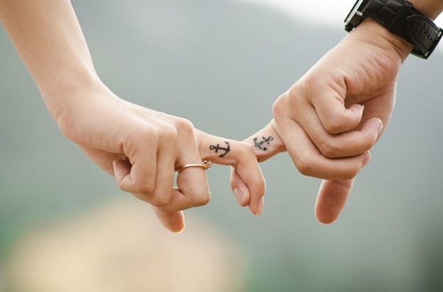 Pair of anchor tattoos - true love